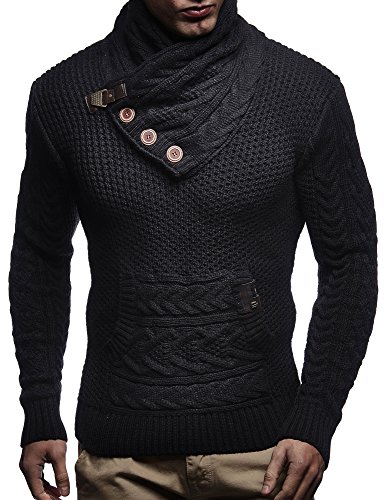 Product Cover Leif Nelson Men's Knitted Pullover | Long-sleeved slim fit Knitwear | Winter sweatshirt with shawl collar for Men