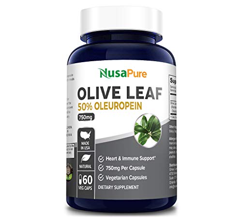 Product Cover Olive Leaf Extract 750 mg 50% Oleuropein (Non-GMO & Gluten Free) - Vegetarian - Super Strength - Immune Support, Cardiovascular Health & Antioxidant Supplement - No Oil - 60 Capsules