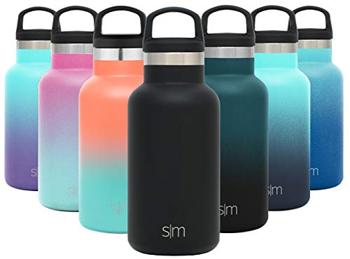 Product Cover Simple Modern 12oz Ascent Water Bottle - Stainless Steel Kids Hydro w/Handle Lid - Double Wall Tumbler Flask Vacuum Insulated Black Small Reusable Metal Leakproof -Midnight Black