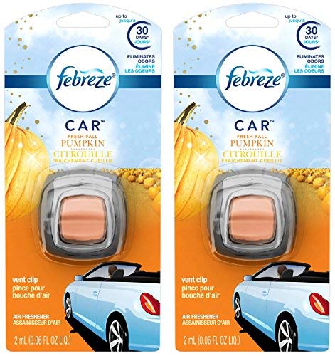 Product Cover Febreze Car Vent Clip Air Freshener - Fresh-Fall Pumpkin - Holiday Collection 2017 - Net Wt. 0.06 FL OZ (2 mL) Per Vent Clip - Pack of 2 Vent Clips