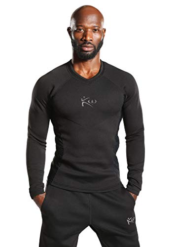Product Cover Kutting Weight Men's Neoprene Weight Loss Sauna Shirt Long Sleeve (Black on Black, 3XL)