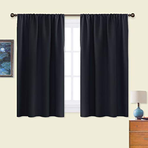 Product Cover NICETOWN Black Out Curtain Panels for Kitchen - Energy Smart Decoration Thermal Insulating Blackout Drapes/Draperies for Small Window (2 Panels, 42 inches Wide by 45 inches Long)