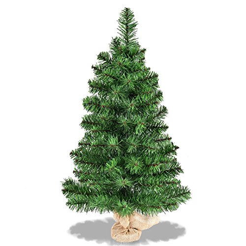 Product Cover Goplus 3ft Tabletop Unlit Christmas Tree, Small Artificial Spruce Tree in Burlap Base, for Xmas Indoor Decor (3ft)