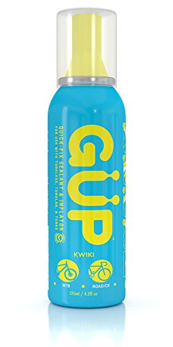 Product Cover GUP (GÜP Kwiki) Quick Fix Tire Sealant and Inflator; for mountain bike, road, cyclocross, gravel; seal and repair flat or punctured tires; works on tubeless, tubed, tubular tires, presta valve only