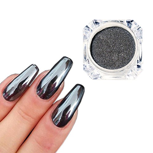 Product Cover MEILINDS Nail Art Chrome Black Mirror Powder Shiny Ultra Thin Dazzling Pigment Dust Nail Glitter Metal Decor 1g/Bottle