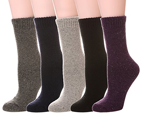 Product Cover Color City Women's Super Thick Soft Knit Wool Warm Winter Crew Socks - 5 Pack Solid Color 05