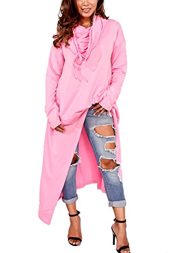 Product Cover Speedle Womens Solid Colors Asymmetric Hem Long Sleeve Loose Casaul Hoodies Sweatshirts Tunic Tops