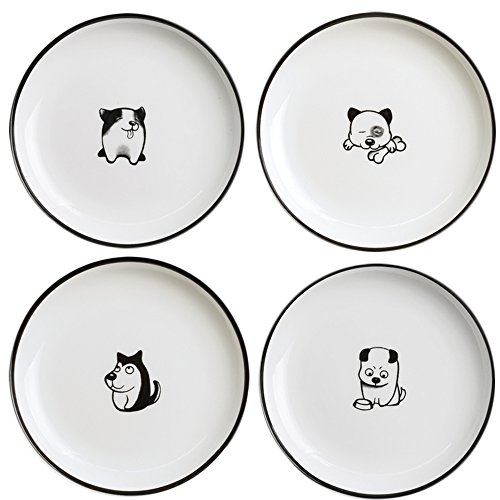 Product Cover SOCOSY Cute Cartoon Dog Ceramic Seasoning Dishes Sauce Dish Sushi Dipping Bowl Appetizer Plates Tea Bag Holder Serving Dish for Kitchen 5'' (Dog)