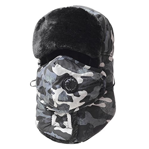 Product Cover Trooper Trapper Hat,Winter Ski Hat with Winter Ear Flap and Ski Windproof Mask (Gray)