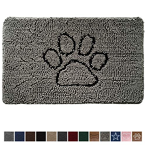 Product Cover Gorilla Grip Original Indoor Durable Chenille Doormat, 30x20, Absorbent, Machine Washable Inside Mats, Low-Profile Rug Doormats for Entry, Mud Room, Back Door, High Traffic Areas, Paw Gray