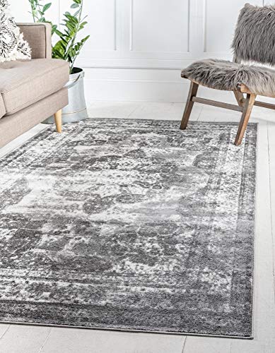 Product Cover Unique Loom 3141294 Sofia Collection Traditional Vintage Gray Area Rug (7' 0 x 10' 0), Rectangle