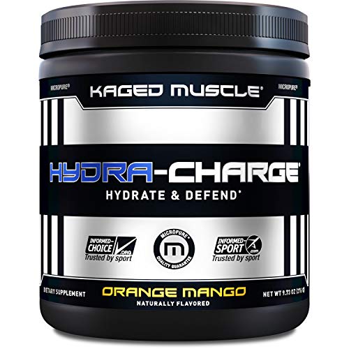 Product Cover KAGED MUSCLE, HYDRA-CHARGE Premium Electrolyte Powder, Hydrate, Pre Workout, Post Workout, Intra Workout, Orange Mango, 60 Servings