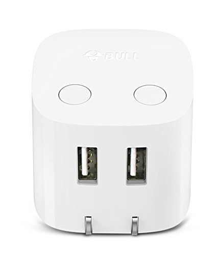 Product Cover USB Wall Phone Charger, Power Port 2 12W 2.4A with Foldable Plug, BULL Ultra Compact Dual Port Travel Power Adapter for iPhone Xs/Max/XR/X/876/Plus, iPad,Samsung S4/S5 and More