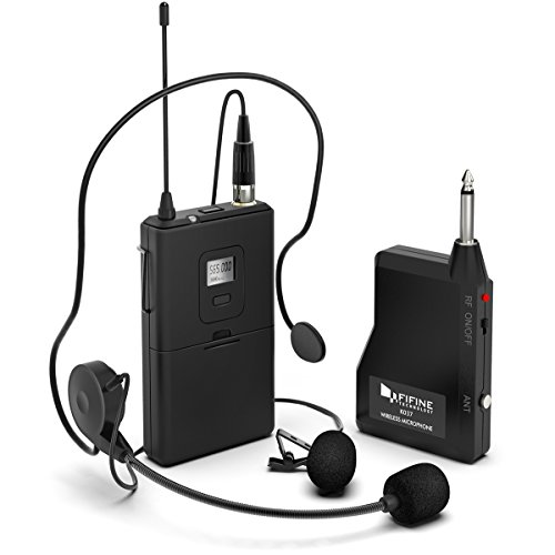 Product Cover FIFINE Wireless Microphone System, Wireless Microphone set with Headset and Lavalier Lapel Mics, Beltpack Transmitter and Receiver,Ideal for Teaching, Preaching and Public Speaking Applications-K037B