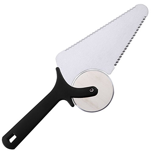Product Cover Okayji Pizza Cutter Wheel Pizza Pie Slicer and Server 2 in 1 Stainless Steel with Grip Handle, Super Sharp and Easy to Clean