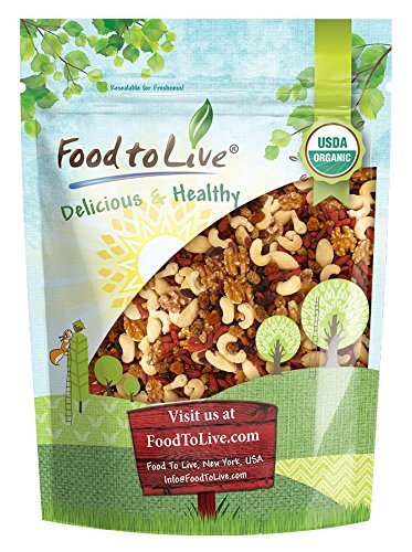 Product Cover Organic Raw Nut and Berry Superfoods Snack Trail Mix by Food to Live (Non-GMO, Vegan, Unsweetened, Unsulfured) - 1 Pound