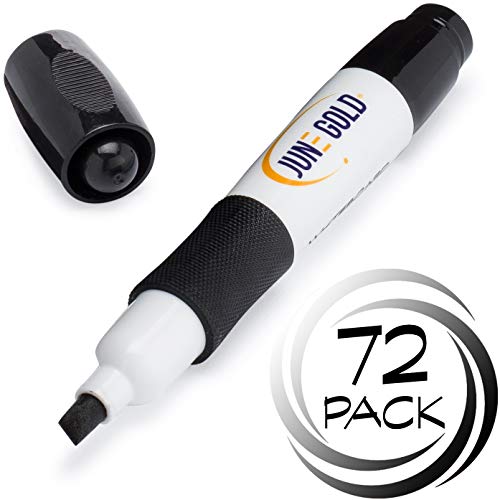 Product Cover June Gold 72 Black Dry Erase Whiteboard Markers, Chisel Tip, Low Odor, Comfortable Grip & Vivid Lines