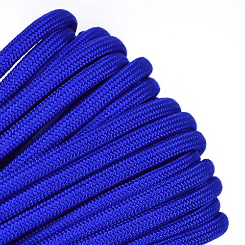 Product Cover Bored Paracord - 1', 10', 25', 50', 100' Hanks & 250', 1000' Spools of Parachute 550 Cord Type III 7 Strand Paracord Well Over 300 Colors - Electric Blue - 100 Feet