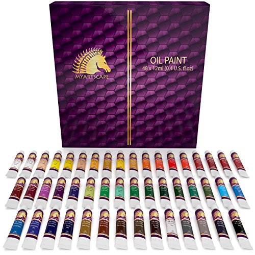 Product Cover Oil Paint Set - 12ml x 48 Tubes - Artists Quality Art Paints - Oil-Based Color - Professional Painting Supplies - MyArtscape