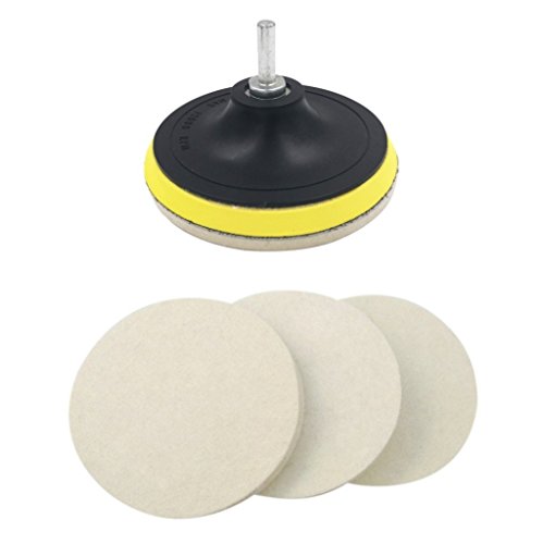 Product Cover Kicpot Wool Felt Disc Polishing Pads and Backing Pad with M14 Drill Adapter Kit to Grind and Polish Glass Plastic Metal Marble