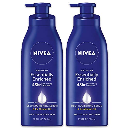 Product Cover NIVEA Essentially Enriched Body Lotion - 48 Hour Moisture For Dry to Very Dry Skin - 16.9 fl. oz. Pump Bottle (Pack of 2)
