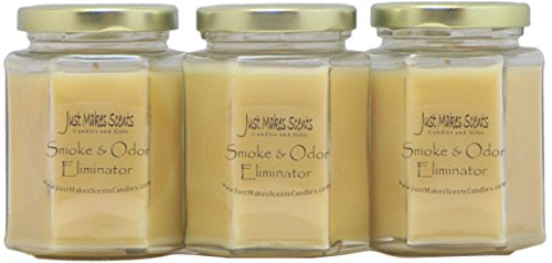 Product Cover 3 Pack - Smoke & Odor Eliminator Blended Soy Candle | Neutralizes Cigarette, Food and Pet Odors | Hand Poured in The USA by Just Makes Scents