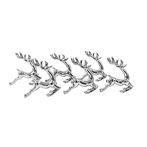 Product Cover Elehere Christmas Napkin Rings Holders for Holiday Wedding Thanksgiving, Stainless Steel Dinner Parties Home Table Decoration, Silver (12)
