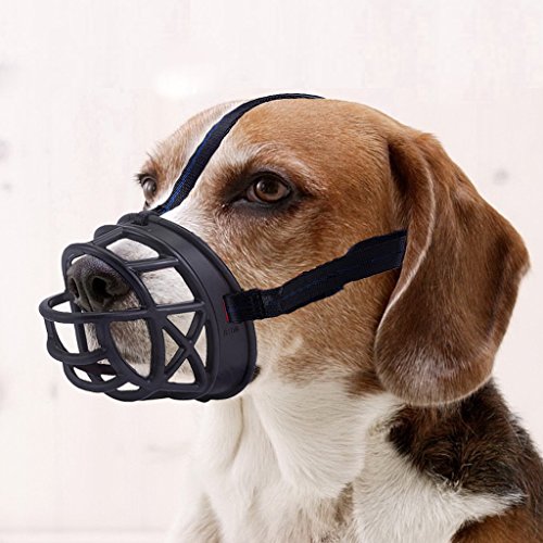 Product Cover Dog Muzzle,Soft Rubber Basket Muzzles for Dog to Inhibits Barking, Biting and Chewing (Size2-9/3.2in, Black)
