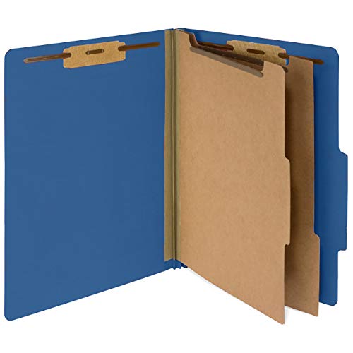 Product Cover 10 Dark Blue Classification Folders - 2 Divider - 2 Inch Tyvek Expansions - Durable 2 Prongs Designed to Organize Standard Medical Files, Law Client Files - Letter Size, Dark Blue, 10 Pack