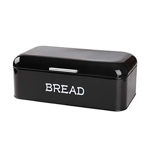 Product Cover Hot Sale X384 Square Metal Large Kitchen Vintage Storage Tin Canister/Bread Box/Bin/Container/Holder/Holiday Gifts(Black)