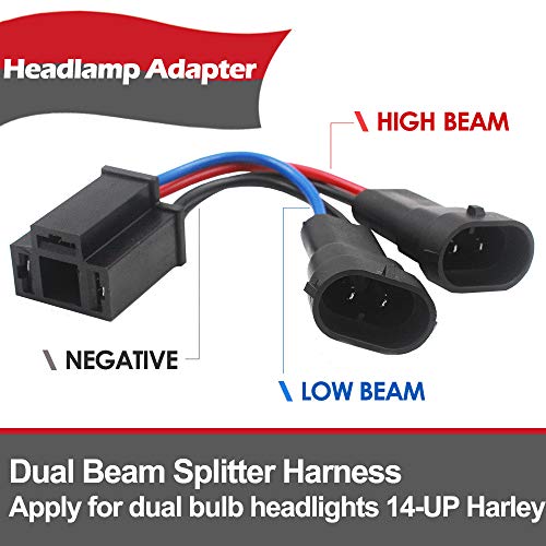 Product Cover Belt&Road Dual Beam Headlight Splitter Harness Adapter For Harley Road Glide Street Glide,H4 Splitter Harness for Dual Beam Headlights H4 to H9/H11