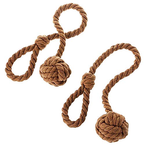 Product Cover Anjee 2-Pack Window Curtain Tiebacks, Hand Knitting Rope Knot Holdbacks for Blackout Curtains, Coffee