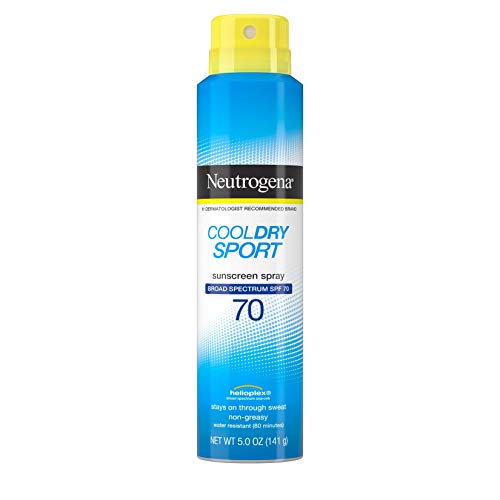 Product Cover Neutrogena CoolDry Sport Sunscreen Spray, with Broad Spectrum SPF 70 UVA/UVB Protection, Sweat- & Water-Resistant, PABA-Free with a Lightweight, Oil-Free Formula, 5 oz