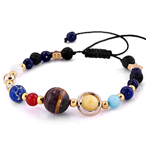Product Cover YEYULIN Handmade Galaxy Solar System Bracelet Universe Eight Planets Star Natural Stone Beads Bracelets Bangles