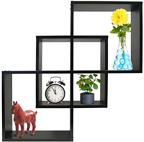 Product Cover Greenco Quadrate Felix 3 Cubes Intersecting Decorative Wall Mounted Floating Shelves- Espresso Finish