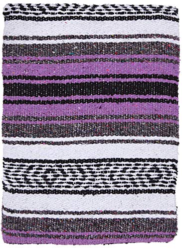 Product Cover El Paso Designs Mexican Yoga Blanket Colorful 51in x 74in Studio Mexican Falsa Blanket Ideal for Yoga, Camping, Picnic, Beach Blanket, Bedding, Home Decor Soft Woven (Lavender)