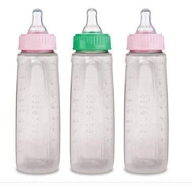 Product Cover Gerber First Essential Clear View BPA-Free Plastic Nurser With Silicone Nipple, 9 Ounce, 3 Pack - Pink/Green/Pink