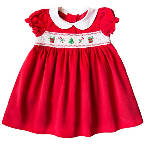 Product Cover Good Lad Newborn/Infant Girl Red Corduroy Smocked Christmas Dress (6/9M)