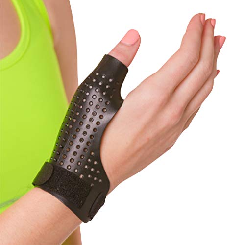 Product Cover BraceAbility Hard Plastic Thumb Splint | Arthritis Treatment Brace to Immobilize & Stabilize CMC, Basal and MCP Joints for Trigger Thumb, Tendonitis Pain, Sprains (Small - Right Hand)