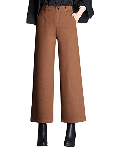 Product Cover Tanming Women's Thick Wool Blend Cropped Wide Leg Pant Trousers