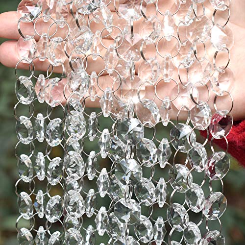 Product Cover 16.5 Feet Clear Crystal Beads Clear Chandelier Bead Lamp Chain for Christmas Wedding Party Tree Garlands Decoration, DIY Jewelry Making,and Other DIY Craft Projects