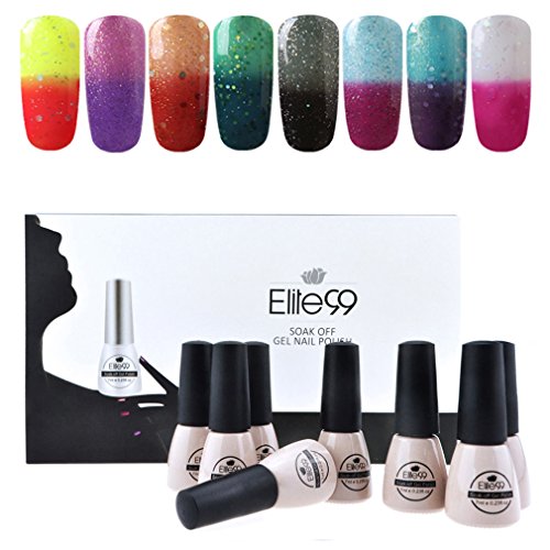 Product Cover Elite99 Temperature Color Changing Gel Nail Polish Kit 8 Colors, Soak Off UV LED Nail Polish Set Nail Art C041