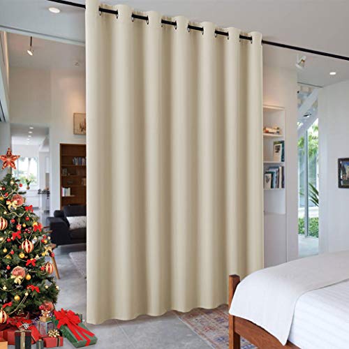 Product Cover RYB HOME Wall Divider Curtain for Living Room, Noise Reduction Privacy Curtain with Anti-Rust Grommet Top Blackout Curtain for Living Room/Kids Room, 7 ft Tall x 8.3 ft Wide, Cream Beige, 1 Pack