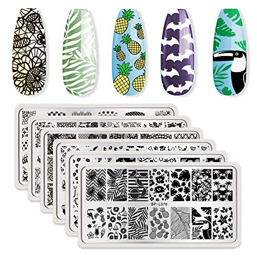 Product Cover BORN PRETTY Nail Art Stamping Plates Set Valentine's Day Animal Flower Leopard manicuring Image Nail Templates Plates Print Tool Set (Bundle 2)