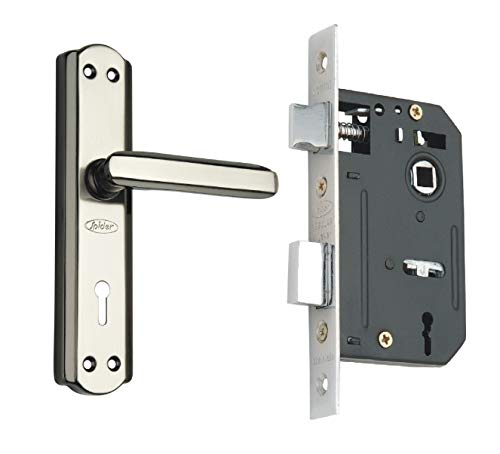 Product Cover Spider Steel Mortice Key Lock Complete Set with Black Silver Finish (S606MBS + RML4)