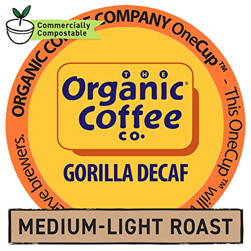 Product Cover The Organic Coffee Co. OneCup, Gorilla DECAF, Single Serve Coffee K-Cup Pods (80 Count) Keurig Compatible, Swiss Water Process- Decafeinated, USDA Organic