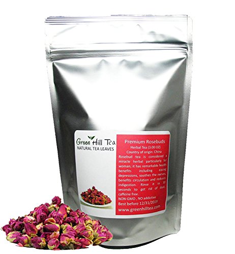 Product Cover Greenhilltea Premium Dried Rose Buds Rosebud Flower Herb Loose Leaf Tea Fragrant Natural Healthy Herbal Tea 3 OZ