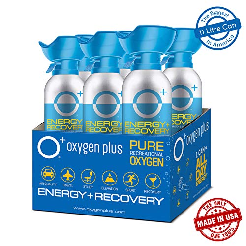 Product Cover Oxygen Plus 99.5% Pure Recreational Oxygen Cans Filled in FDA-Registered Facility - Restore Oxygen Levels w/Oxygen Supplement, 11 Liter Portable Oxygen Canisters for Natural Energy (O+ Biggi) (6 Pack)