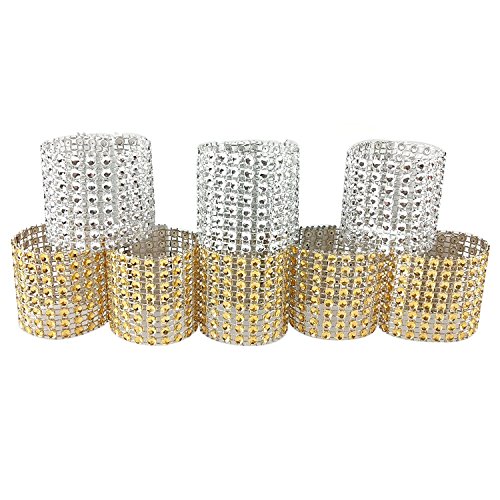 Product Cover CSPRING 100PCS Rhinestone Napkin Rings Diamond Decoration for Wedding Party Banquet Reception Catering by
