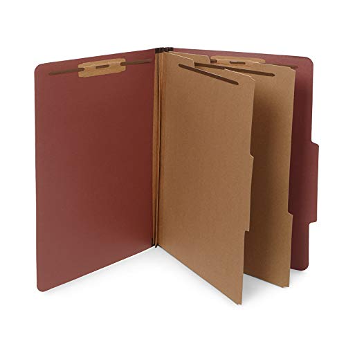 Product Cover 10 Legal Size Classification Folders - 2 Divider - 2 Inch Tyvek Expansions - Durable 2 Prongs Designed to Organize Standard Law Client Files, Office Reports - Legal Size, 10 Folders (Red)